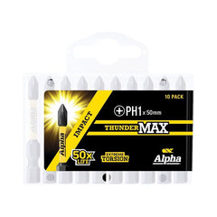 Alpha-Thundermax Ph1 X 50Mm Impact Power Bit Handipack (X10)