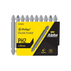 Alpha-Ph2 X 65Mm Phillips Double End Bit - Handipack (X10)