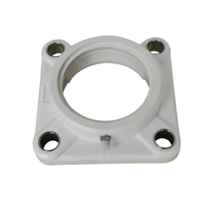 Finer Power Transmissions - Bearing NBR White Thermoplastic 3-Bolt Flange Housing w/ End Cap | PL-FB208/ECO