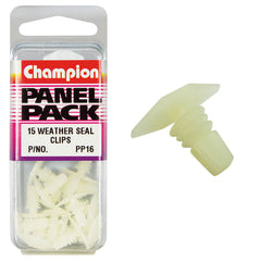 Champion - Weather Seal Clips - Colour:clear - Length:13mm - Stem Dia: 6mm - head:16 x 7mm | PP16