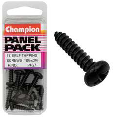 Champion - SELF TAPP SCREWS-PAN-PHILLIPS-4.8x19mm-BLACK | PP27
