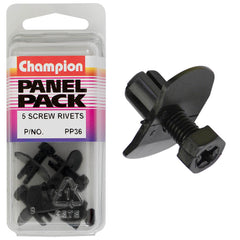 Champion - Push Rivets - Colour:black - Length:9mm - hole:8mm - head:14 x 22mm | PP36