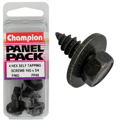 Champion - SELF TAPP SCREWS-SEMS-HEX IND-FLAT WASHER-6.3x19mm-BLACK | PP49