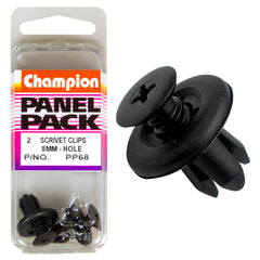 Champion - Scrivets - Colour: Black - Length: 12.5mm - Hole: 8 - 10.2mm - Head: 18mm | PP68