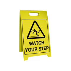 Uniform Safety Signs - 500x300mm - Corflute Sign Stands - Watch Your Step | PSS052C