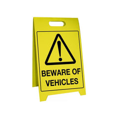 Uniform Safety Signs - 500x300mm - Corflute Sign Stands - Beware of Vehicles | PSS055C