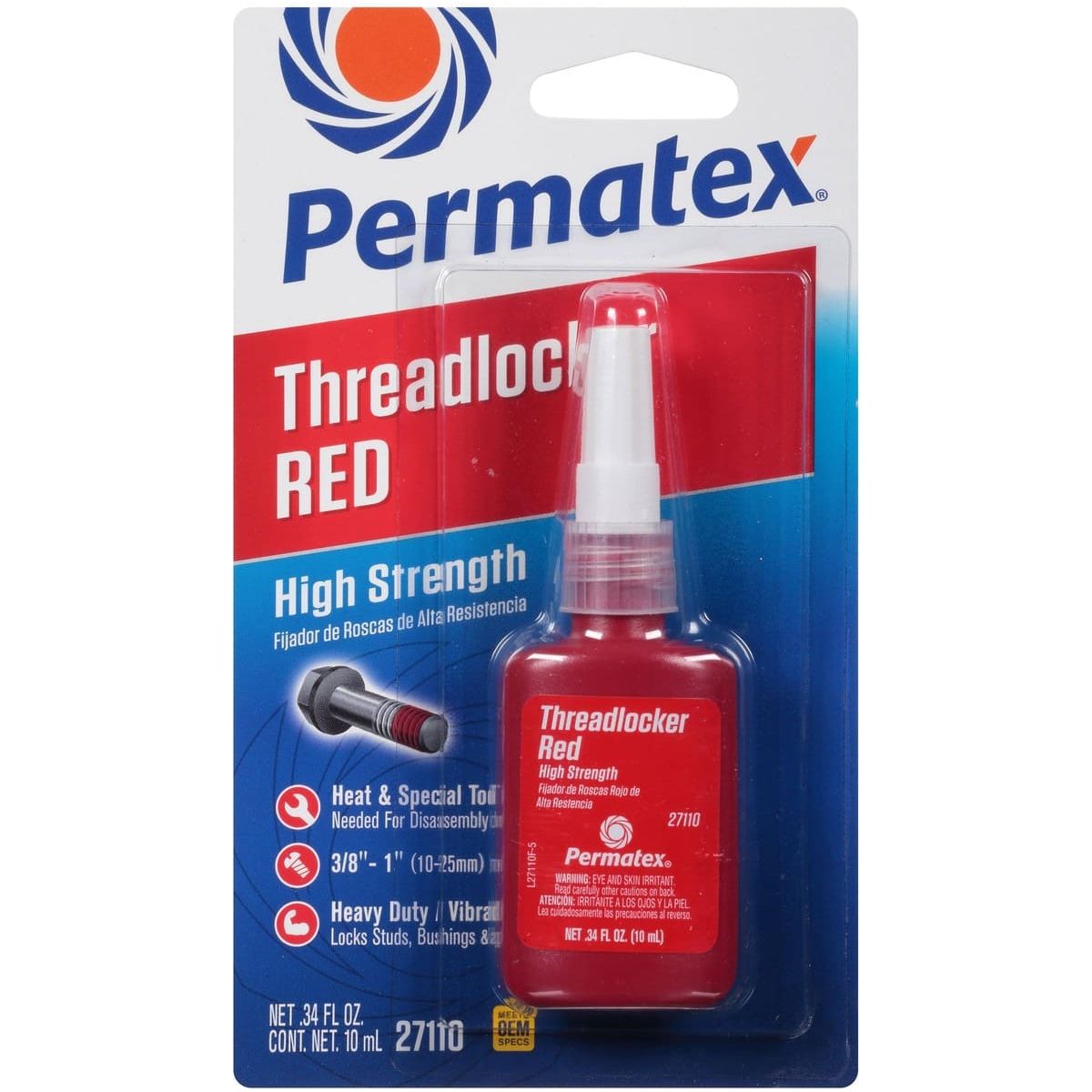 Permatex - 27110 High Strength Threadlocker Red Carded 10ml | PX27110