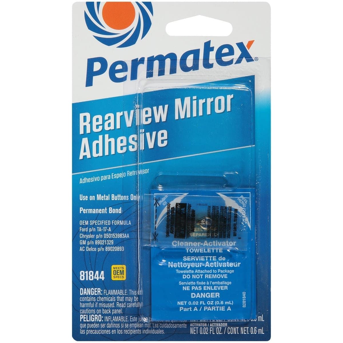 Permatex - 81844 Rearview Mirror Adhesive 2 Part Kit 0.3+0.6ml | PX81844