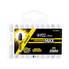 Alpha-Thundermax Pz2 X 50Mm Impact Power Bit Handipack (X10)