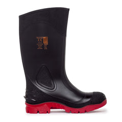 Mack - Pour Gumboot Safety PenRes PVC Unisex Black/Red UK 8 Pair | MK000POURBDF080