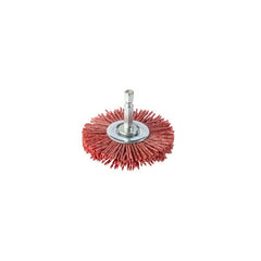 Union Wheel Brush Abrasive Nylon Alox 100Grit 100mm Dia Quick Release Hex Shank - Carded