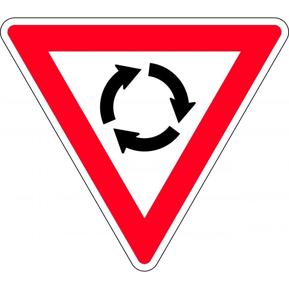 Uniform Safety Signs - 750mm Triangle - Aluminium - Class 1 - Roundabout | R1-3A