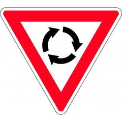 Uniform Safety Signs - 750mm Triangle - Aluminium - Class 1 - Roundabout | R1-3A