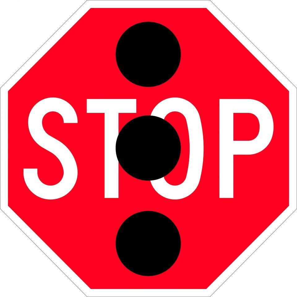 Uniform Safety Signs - 450x450mm - Aluminium - Class 1 - Stop (Black Dots) NSW Only | R1-4