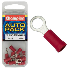Champion - CRIMP TERMINALS - RING - RED - 4mm | R13-4