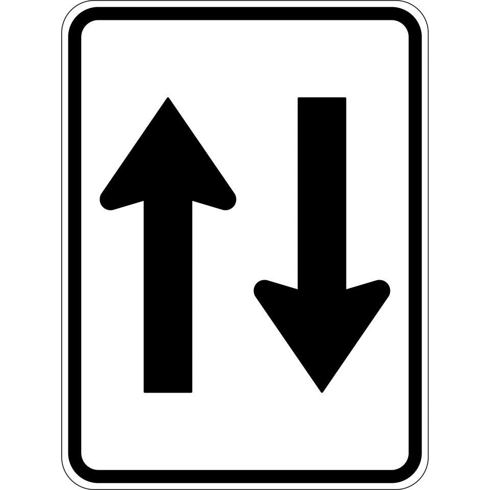 Uniform Safety Signs - 600x450mm - Aluminium - Class 1 - Two Way Traffic (Symbolised with arrows) | R2-11AC1