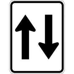 Uniform Safety Signs - 600x450mm - Aluminium - Class 1 - Two Way Traffic (Symbolised with arrows) | R2-11AC1