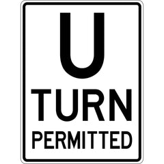 Uniform Safety Signs - 600x450mm - Aluminium - Class 1 - U Turn Permitted | R2-15AC1