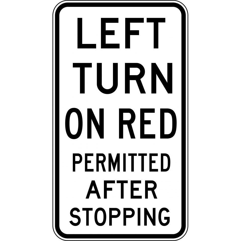 Uniform Safety Signs - 450x800mm - Aluminium - Class 1 - Left Turn On Red Permitted After Stopping | R2-20