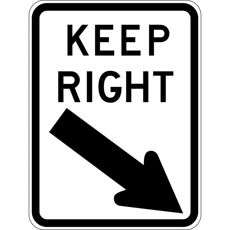 Uniform Safety Signs - 600x450mm - Aluminium - Class 1 - Keep Right (with arrow) | R2-3A(R)C1