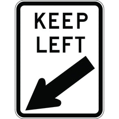 Uniform Safety Signs - 600x450mm - Aluminium - Class 2 - Keep Left (with arrow) | R2-3A(L)C2