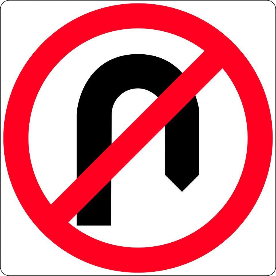 Uniform Safety Signs - 450x450mm - Aluminium - Class 1 - No U Turn Symbol | R2-5A