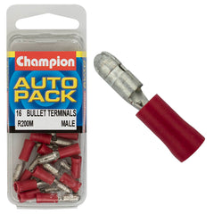 Champion - CRIMP TERMINALS - BULLET - MALE - RED - 4mm | R200M