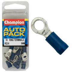 Champion - CRIMP TERMINALS - RING - BLUE - 5mm | R22-5