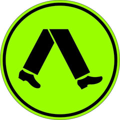 Uniform Safety Signs - 600mm Dia - Aluminium - Class 1 - Reflective - Lime Green - Pedestrians Symbol | R3-1A