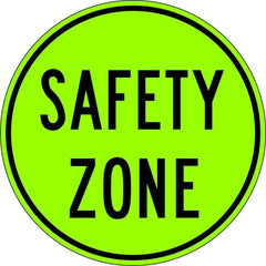 Uniform Safety Signs - 450mm Dia - Aluminium - Class 1 - Reflective - Lime Green - Safety Zone | R3-2A