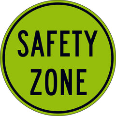 Uniform Safety Signs - 600mm Dia - Aluminium - Class 1 - Reflective - Lime Green - Safety Zone | R3-2B