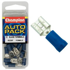 Champion - CRIMP TERMINALS - BLADE - FEMALE - BLUE - 6.3mm | R320F