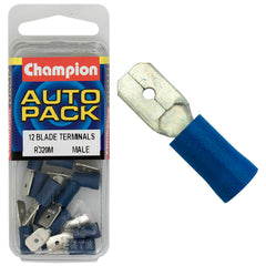 Champion - CRIMP TERMINALS - BLADE - MALE - BLUE - 6.3mm | R320M