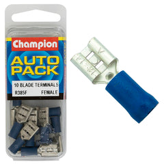 Champion - CRIMP TERMINALS - BLADE - FEMALE - BLUE - 8mm | R385F