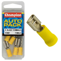 Champion - CRIMP TERMINALS - BLADE - FEMALE - YELLOW - 8mm | R386F