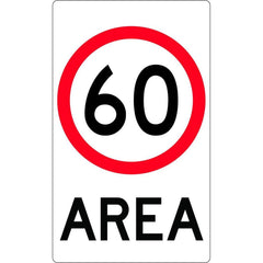 Uniform Safety Signs - 600 x 1000mm - Aluminium - Class 1 - Speed Limit Area 60 | R4-10B(60)