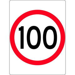 Uniform Safety Signs - 900 x 1200mm - Aluminium - Class 1 - 100 Km Speed Restriction in Roundel | R4-1C(100)