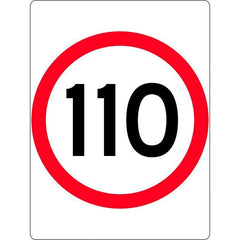 Uniform Safety - Signs - 600x800mm - Aluminium - Class 1 - 110 Km Speed Restriction in Roundel | R4-1b(110)