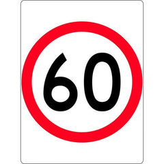 Uniform Safety Signs - 1200 x 1600mm - Aluminium - Class 1 - 60 Km Speed Restriction in Roundel | R4-1D(60)