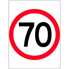 Uniform Safety Signs - 900 x 1200mm - Aluminium - Class 1 - 70 Km Speed Restriction in Roundel | R4-1C(70)