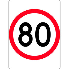 Uniform Safety Signs - 900 x 1200mm - Aluminium - Class 1 - 80 Km Speed Restriction in Roundel | R4-1C(80)