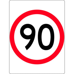 Uniform Safety Signs - 900 x 1200mm - Aluminium - Class 1 - 90 Km Speed Restriction in Roundel | R4-1C(90)