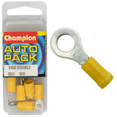 Champion - CRIMP TERMINALS - RING - YELLOW - 4mm | R52-4