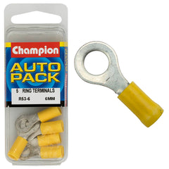 Champion - CRIMP TERMINALS - RING - YELLOW - 6mm | R53-6