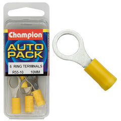 Champion - CRIMP TERMINALS - RING - YELLOW - 10mm | R55-10