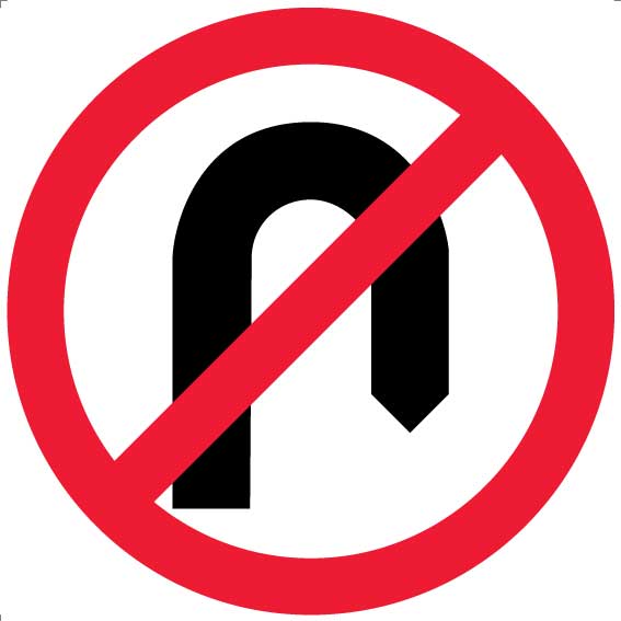Uniform Safety Signs - 450x450mm - Aluminium - Class 1 - No U-Turn Symbol in Roundell | R6-10-4A