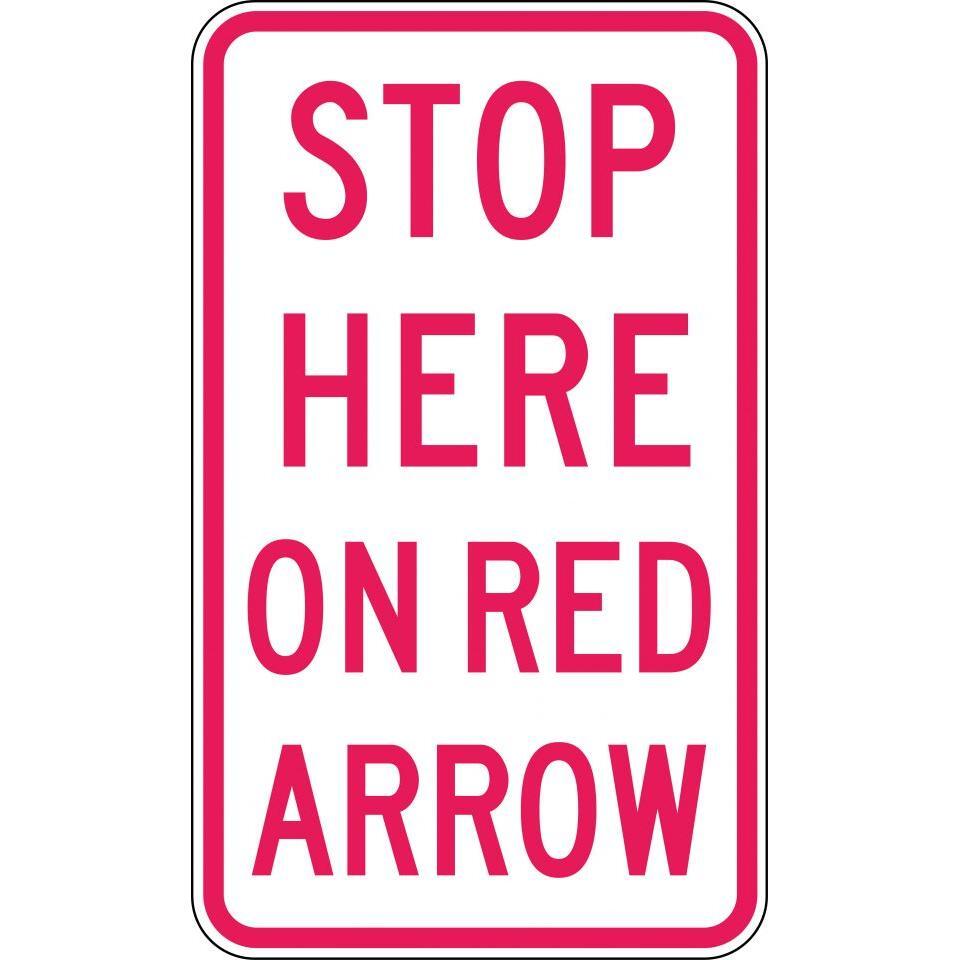 Uniform Safety Signs - 450x750mm - Aluminium - Class 1 - Stop Here On Red Arrow | R6-14A