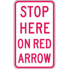 Uniform Safety Signs - 450x750mm - Aluminium - Class 1 - Stop Here On Red Arrow | R6-14A
