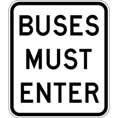 Uniform Safety Signs - 1200 x 1400mm - Aluminium - Class 1 - Buses Must Enter | R6-18C