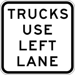 Uniform Safety Signs - 1800 x 1800mm - Aluminium - Class 1 - Trucks Use Left Lane | R6-28C